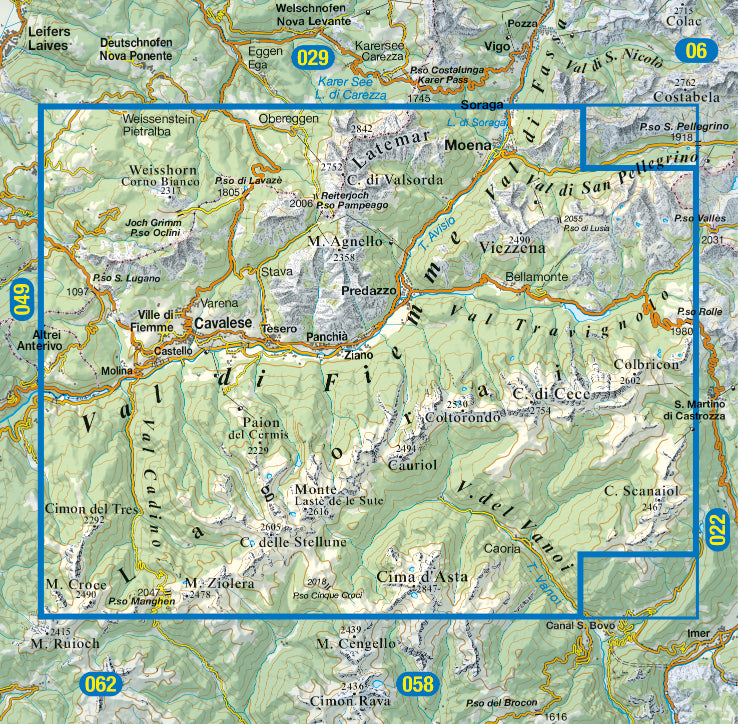 Wandelkaart Dolomiten Blad 014 - Val di Fiemme