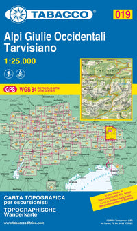 Wandelkaart Julische Alpen Blad 019 - Alpi Giulie Occidentale Tarvisiano (GPS)