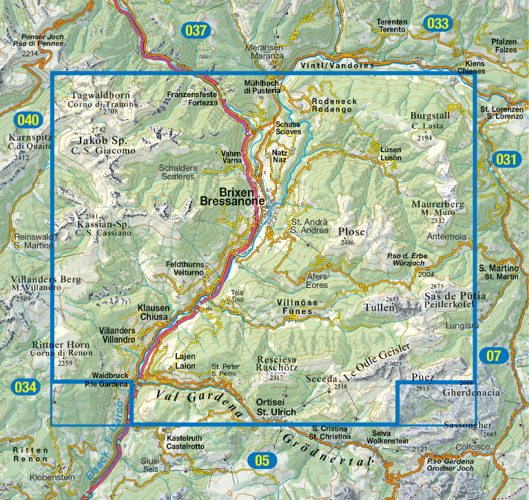 Hiking map Dolomiten Sheet 030 - Brixen-Villnössertal / Bressanone-Val di Funes (GPS) 2018