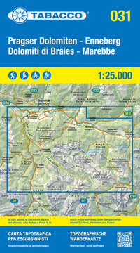 Wandelkaart Dolomiten Blad 031 - Pragser Dolomiten - Enneberg/ Dolomiti di Braies - Marebbe
