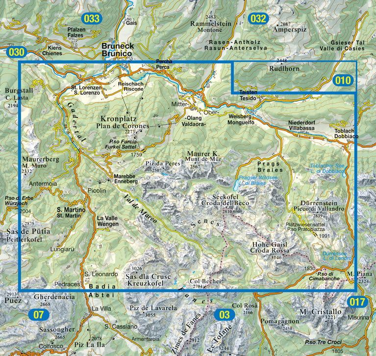 Wandelkaart Dolomiten Blad 031 - Pragser Dolomiten - Enneberg/ Dolomiti di Braies - Marebbe