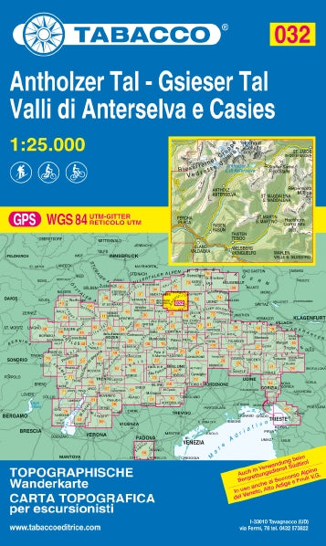Wandelkaart Dolomiten Blad 032 - Antholzer Tal-Gsieser Tal (GPS)