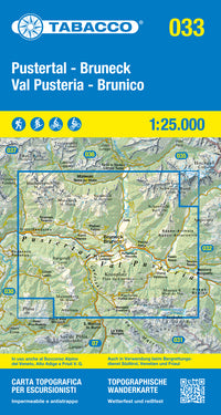 Wandelkaart Dolomiten Blad 033 - Pustertal-Bruneck / Val Pusteria - Brunico