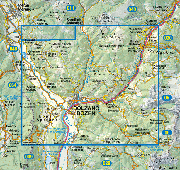 Wandelkaart Dolomiten Blad 034 - Bozen-Ritten-Salten / Bolzano-Renon-Salto
