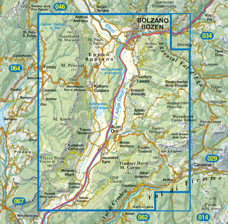 Blad 049 Südtiroler Weinstrasse - Strada del Vino 1:25.000