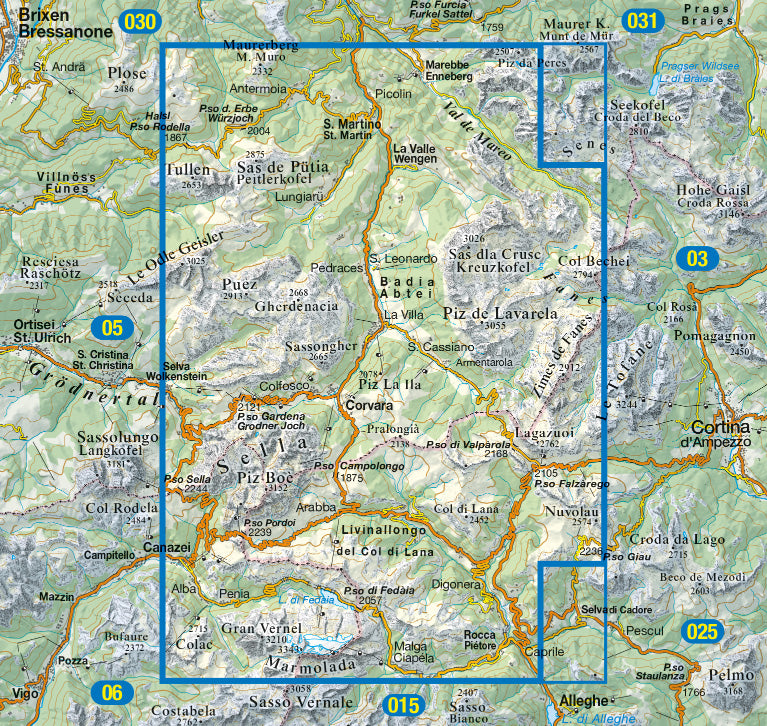 Wandelkaart Dolomiten Blad 07 Alta Badia/Arabba-Marmolada 1:25.000