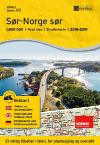 Wegenkaart-StraÃŸenkart-Roadmap-Veikart SÃ¸r-Norge sÃ¸r 1:500.000 2018-2019