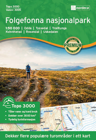 Wandelkaart Topo 3000 Folgefonna nasjonalpark 1:50.000 (2017)