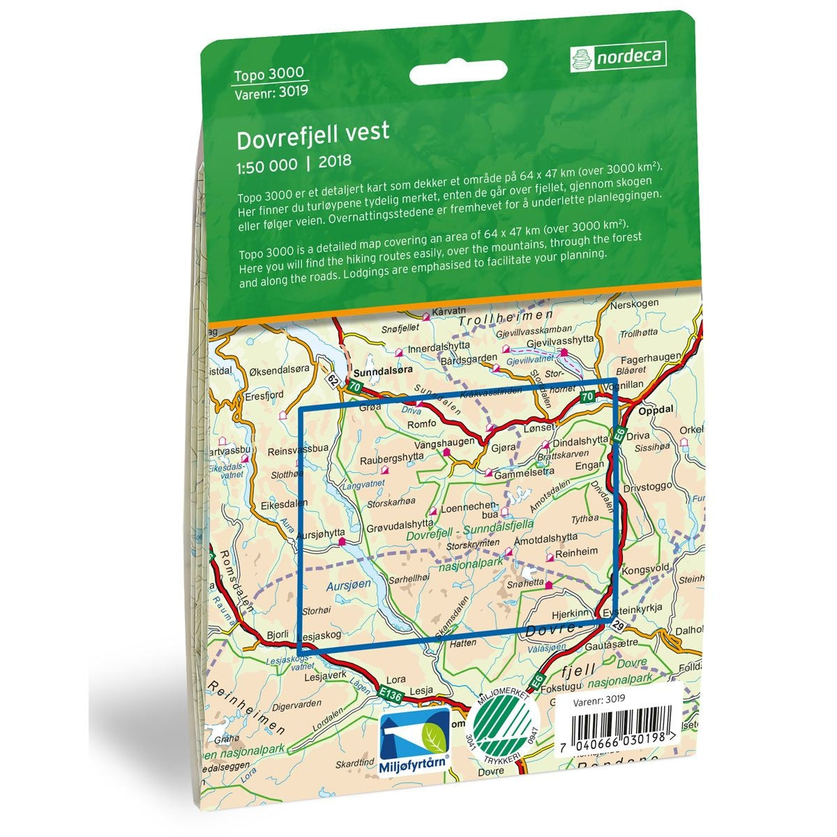 Wandelkaart Topo 3000 Dovrefjell Vest 1:50.000