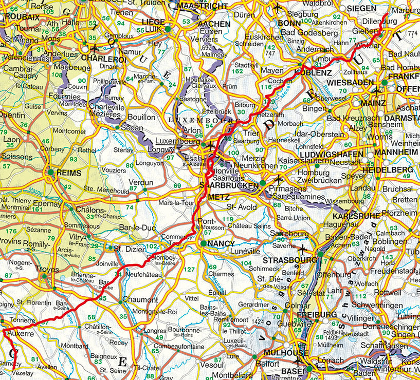 Wandelgids Jakobsweg Marburg - Trier - VÃ©zelay 38 Etappen (1.A 2016)