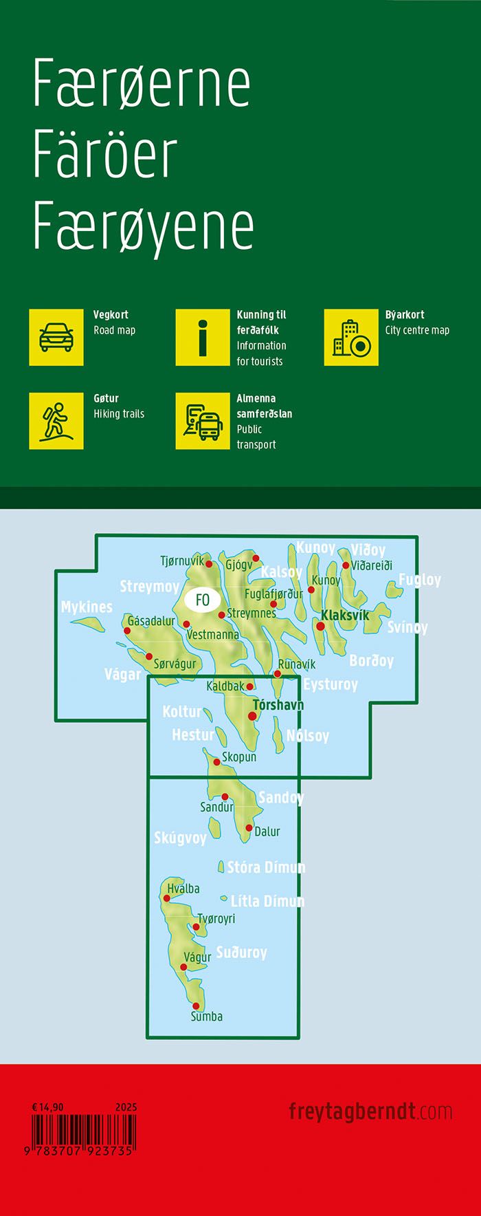 Toeristenkaart Føroyar - Færøerne - Färöer 1:100.000
