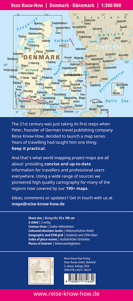 Landkaart Dänemark/Denmark/Denemarken 1:300.000 5.A 2024