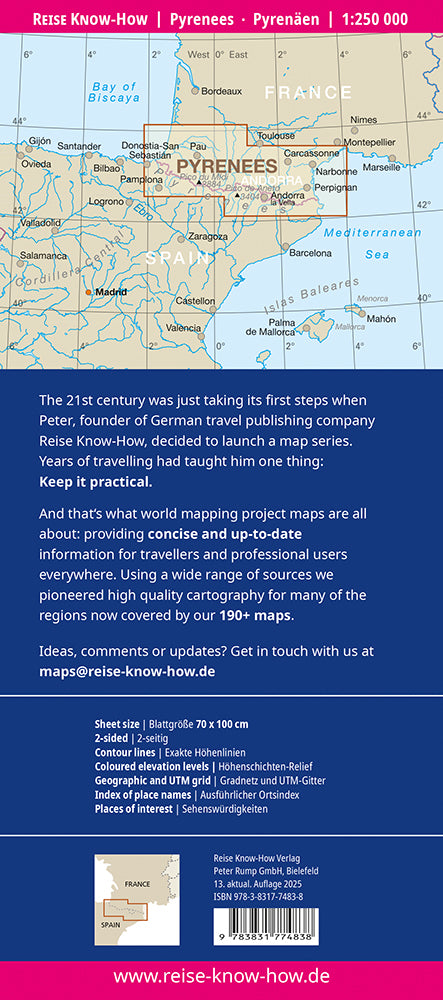 Wegenkaart Pyrenees / Pyrenäen 1:250.000  13.A 2025
