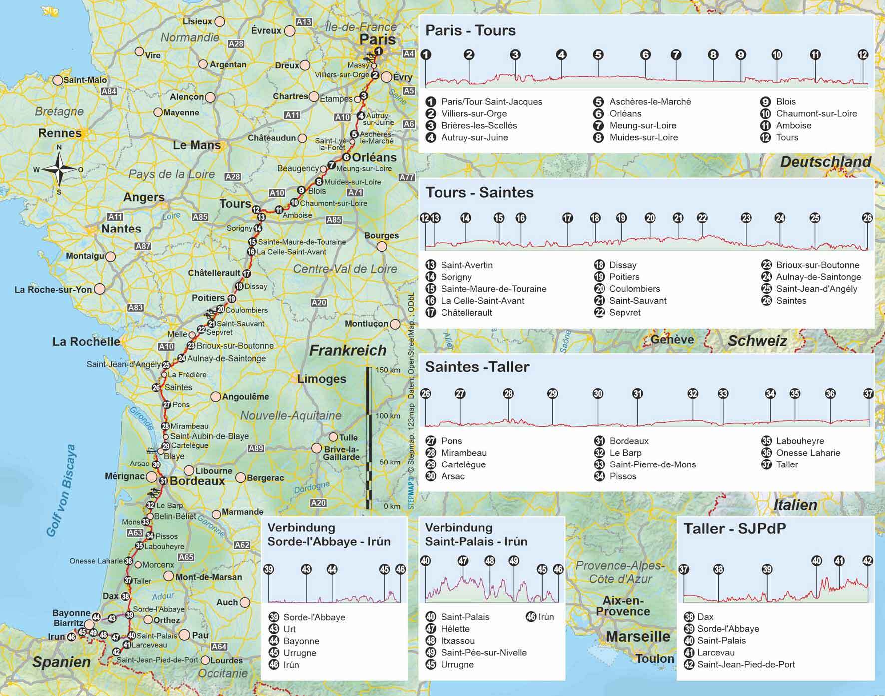 Wandelgids Frankrijk: Jakobsweg Via Turonensis von Paris nach Saint-Jean-Pied-de-Port (465) 1.A 2023