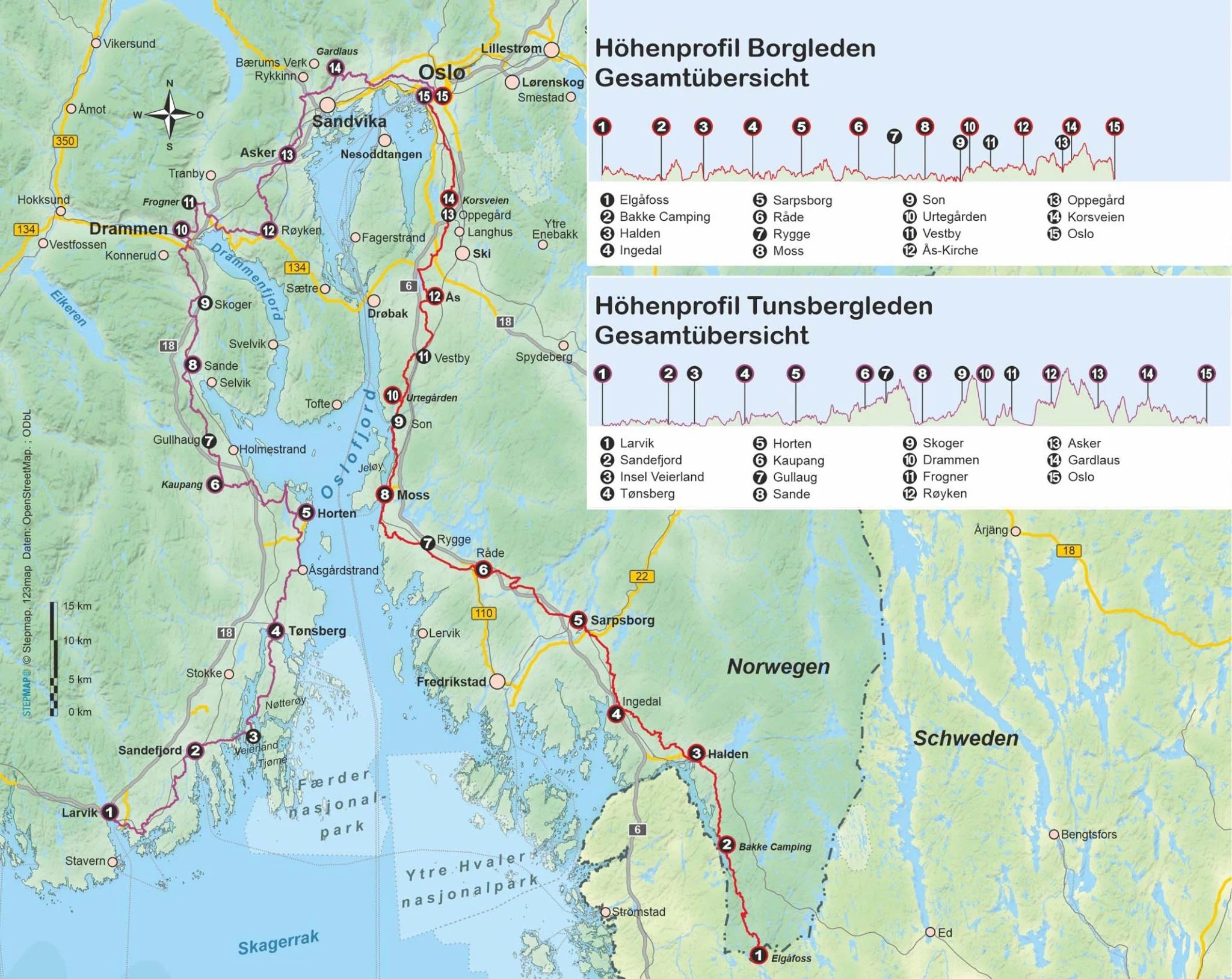 Wandelgids Norwegen: Borgleden und Tunsbergleden (504)