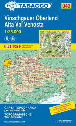 Wandelkaart Dolomiten Blad 043 Vinschgauer Oberland / Alta Val Venosta  (GPS)
