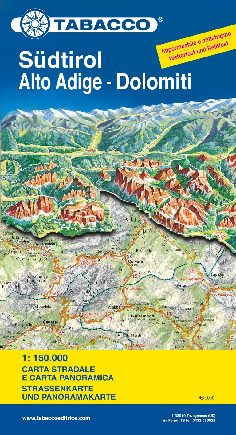Wegenkaart Südtirol / Alto Adige - Dolomiti  wegenkaart 1:150.000