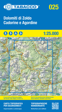 Dolomiten hiking map Blad 025 - Dolomiti di Zoldo Cadorine e Agordine (GPS) 2016