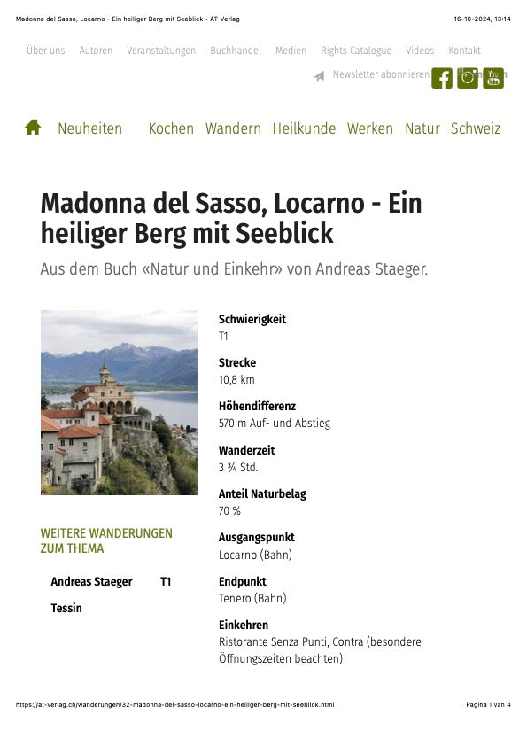 Natur und Einkehr - Wanderungen zu Schweizer Pilgerorten 2024 1.A