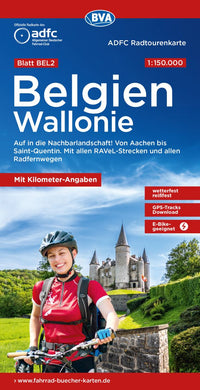 Fietskaart ADFC Belgien Wallonie 1:150.000