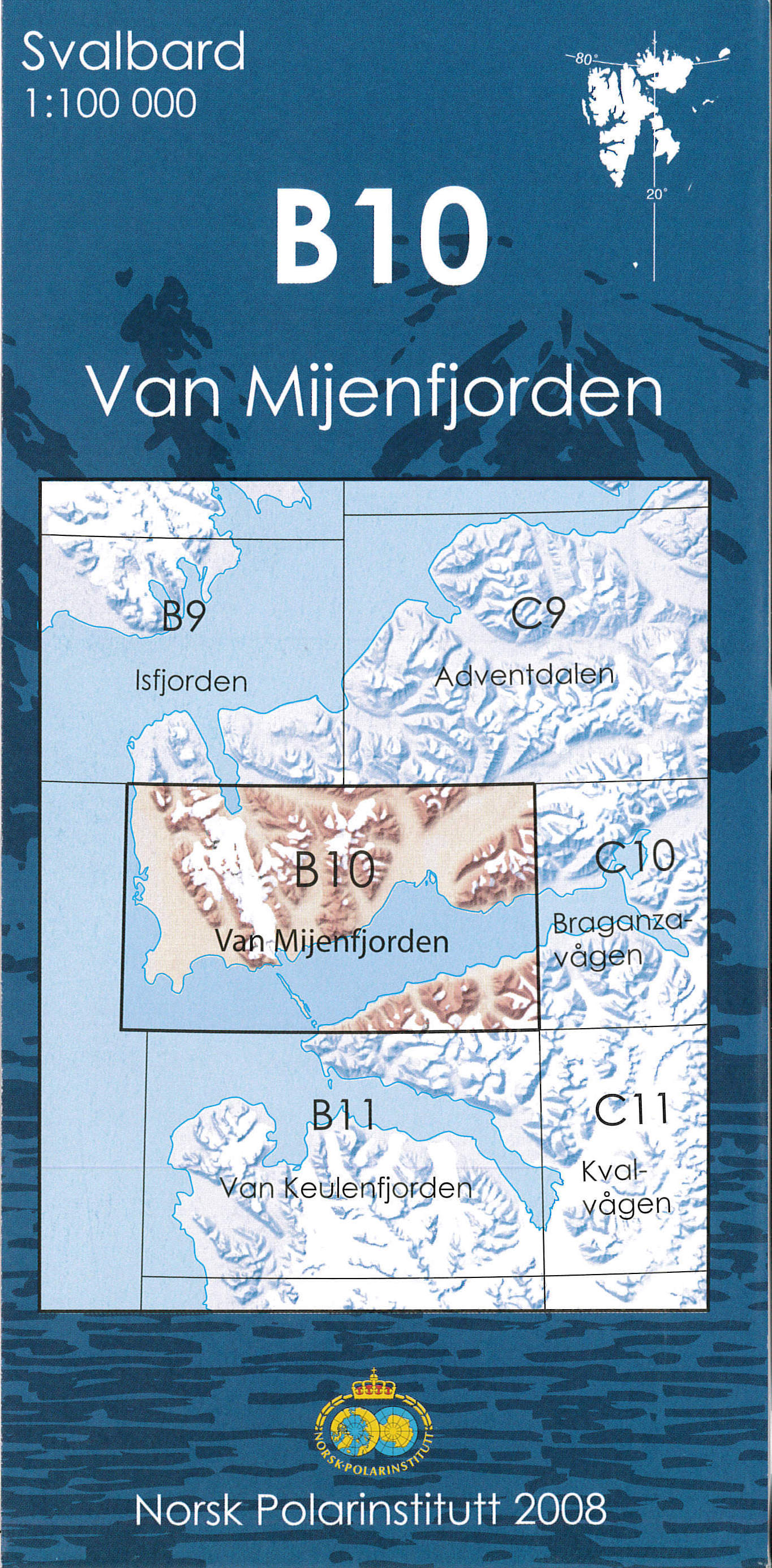 Topografische Kaart Spitsbergen B10 Van Mijenfjorden 1:100.000