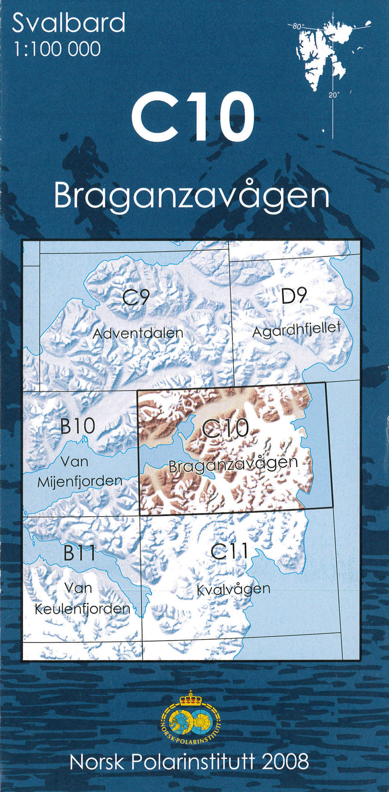 Topografische Kaart Spitsbergen C10 BraganzavÃ¥gen 1:100.000