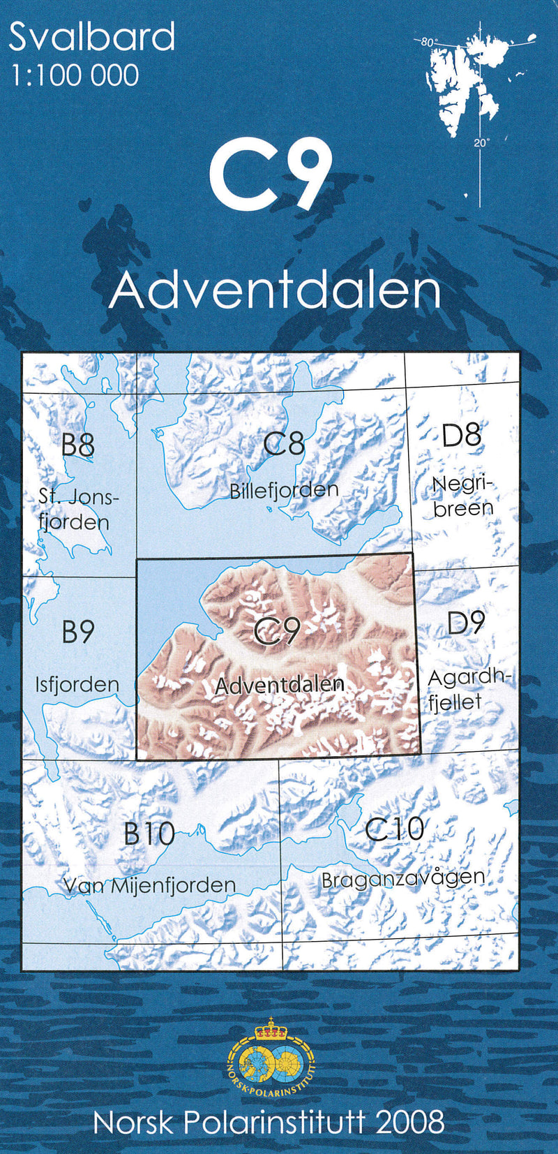 Topografische Kaart Spitsbergen C9 Adventdalen 1:100.000