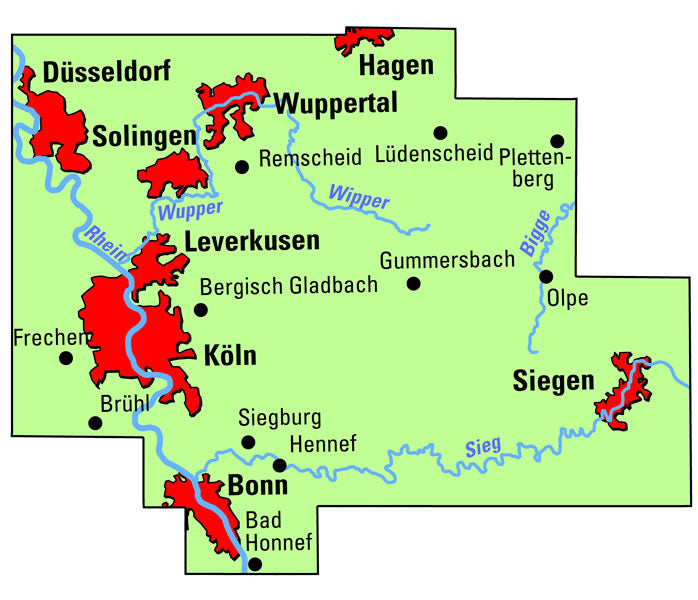 BVA-ADFC Regionalkarte Bergisches Land  KÃ¶ln/DÃ¼sseldorf 1:75.000 (2020)