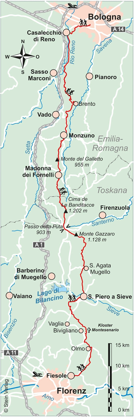 Wandelgids Italien: Trans-Apennin Via degli Dei - Götterweg (91)