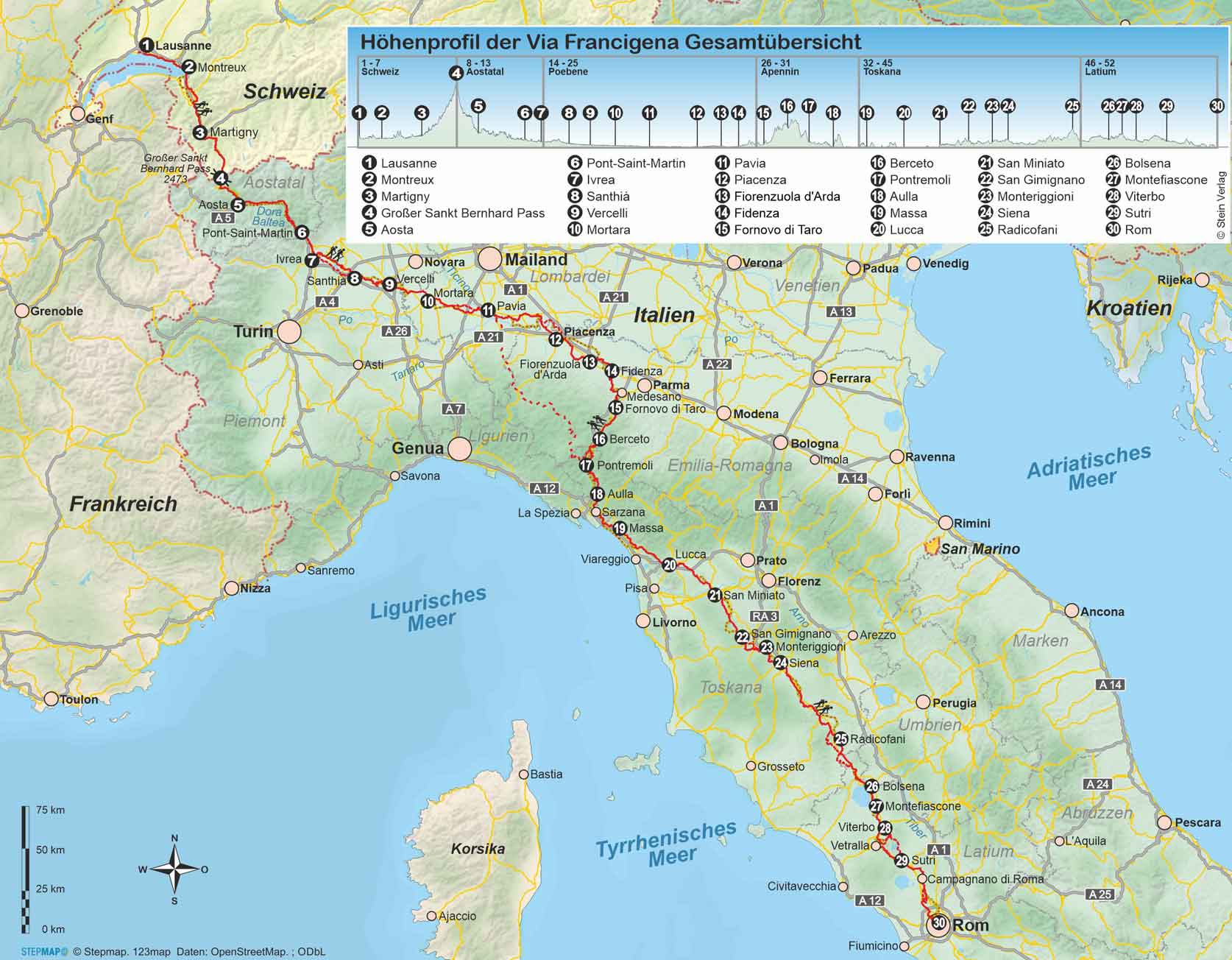 Wandelgids Via Francigena - van Lausanne naar Rome (201)