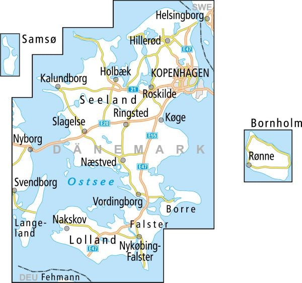Fietskaart Dänemark Kopenhagen/Seeland/Lolland Blatt DK3