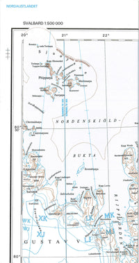 Kart Svalbard Nordauslandet 1:500.000 (Blad 4)