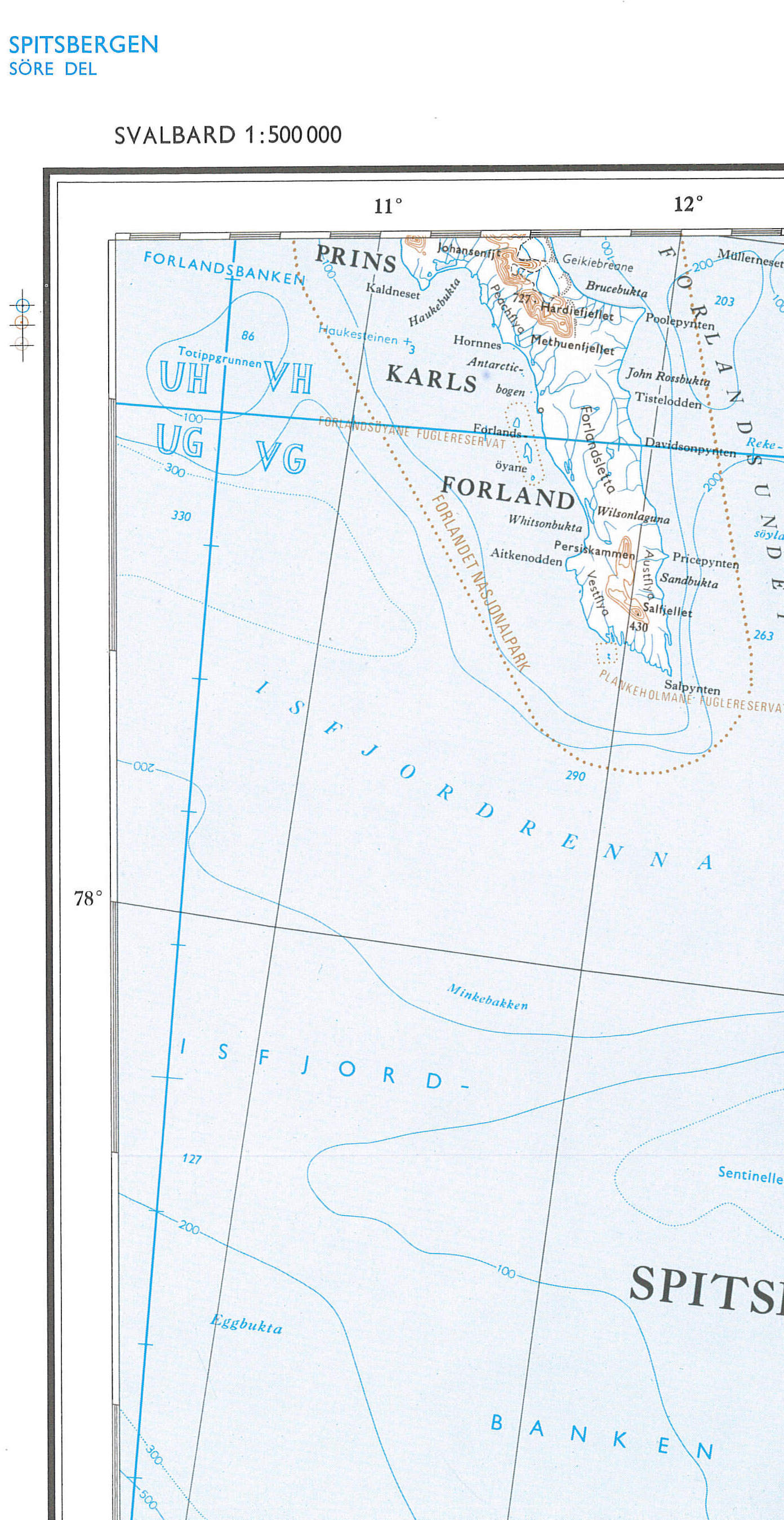 Kart Svalbard Söre Del 1:500.000 (Blad 1)