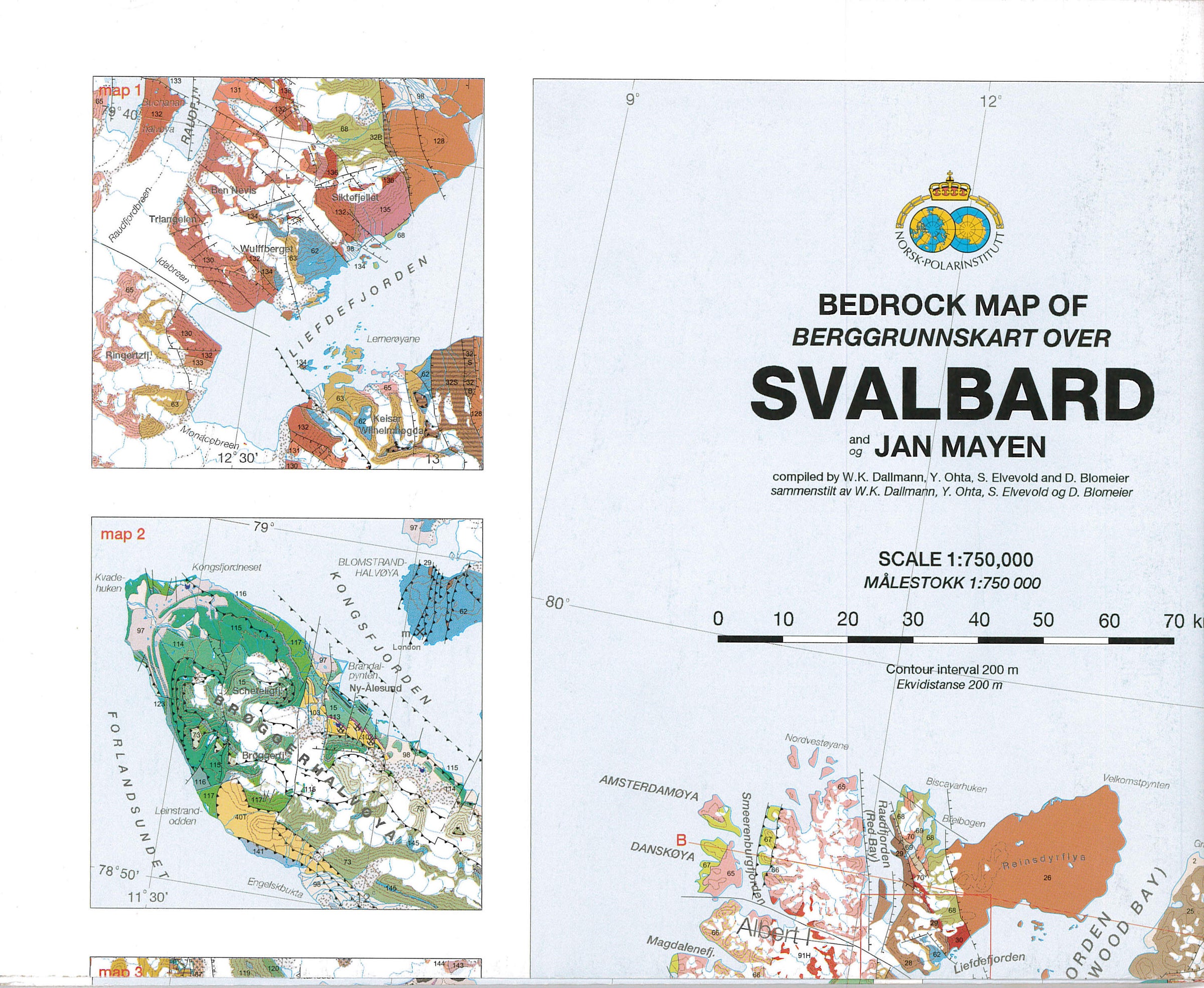 Bedrock Map of Svalbard and Jan Mayen (Berggrunnskart) 1:750.000