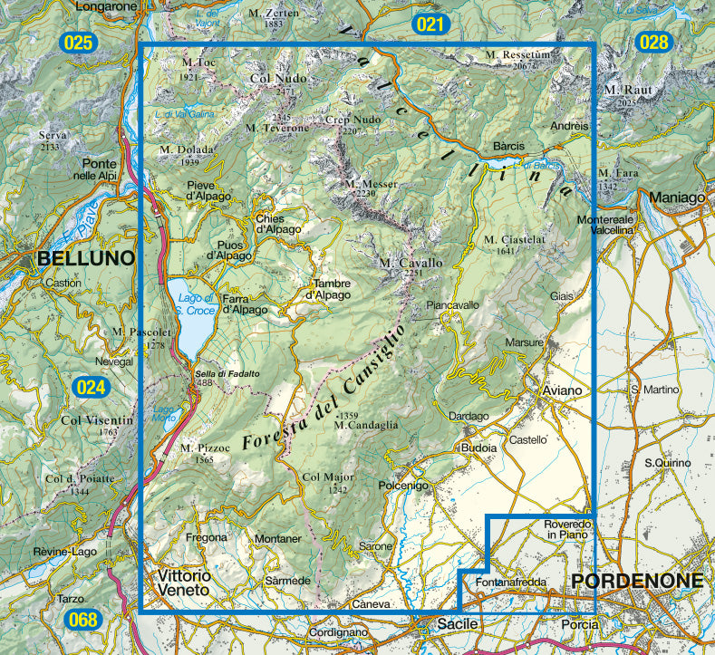 Wandelkaart Dolomiten Blad 012 - Alpago - Cansiglio 1:25.000