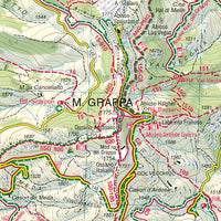 Walking map Tabacco Blad 051 Massiccio del Grappa / Bassano - Feltre (GPS)