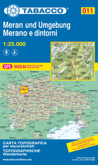 Wandelkaart Dolomiten Blad 011 - Meran und Umgebung 1:25.000 (GPS) 2018
