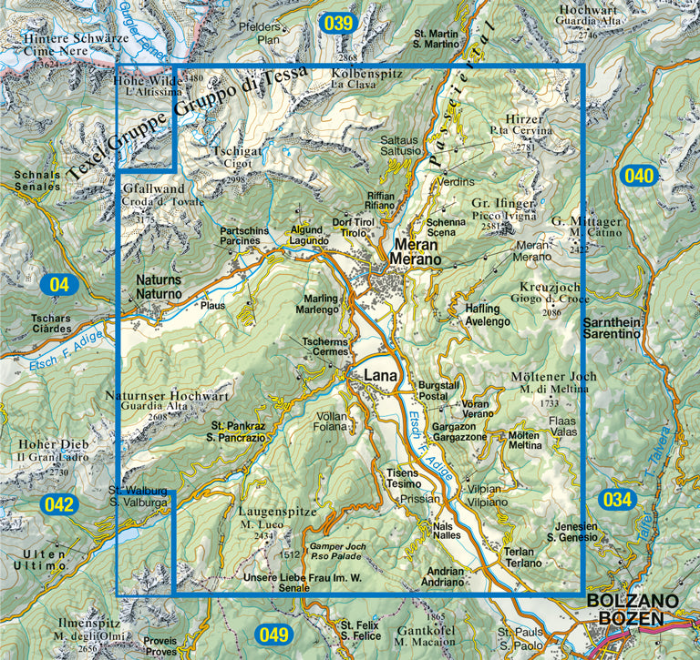 Wandelkaart Dolomiten Blad 011 - Meran und Umgebung 1:25.000