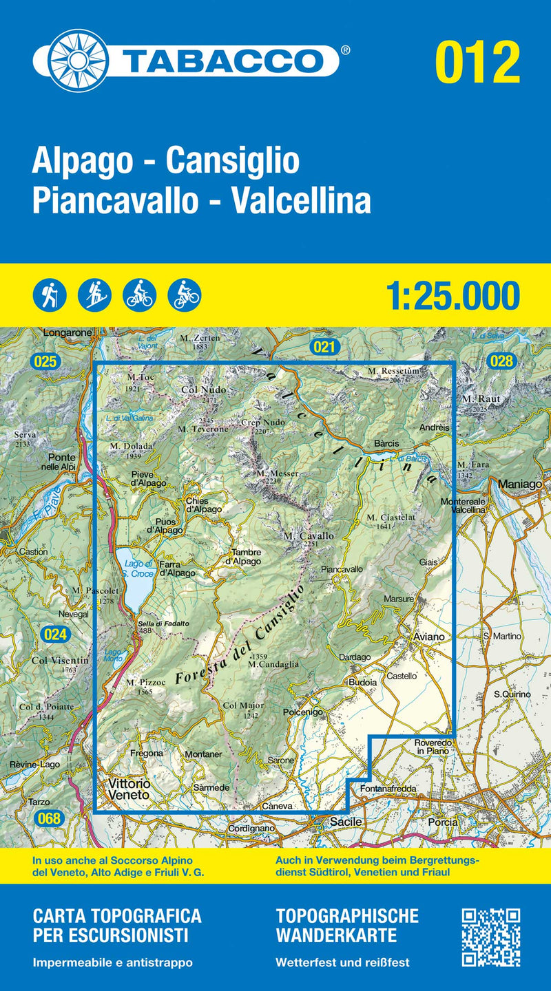 Wandelkaart Dolomiten Blad 012 - Alpago - Cansiglio 1:25.000