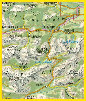 Wandelkaart Julische Alpen Blad 019 - Alpi Giulie Occidentale Tarvisiano (GPS)