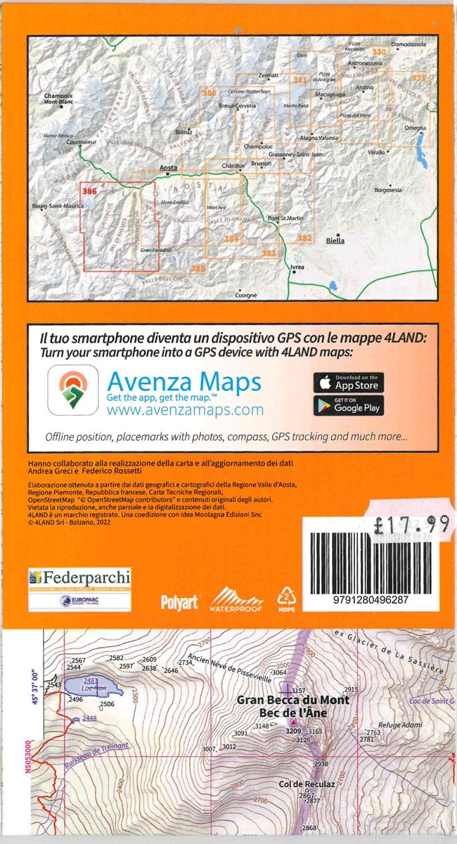 Wandelkaart Italiaanse Alpen Gran Paradiso - Valsavarenche-Val di RhÃªmes (386) 1:25.000