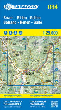 Wandelkaart Dolomiten Blad 034 - Bozen-Ritten-Salten / Bolzano-Renon-Salto