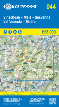 Wandelkaart Dolomiten Blad 044 Vinschgau-Mals-Sesvenna / Val Venosta-Malles