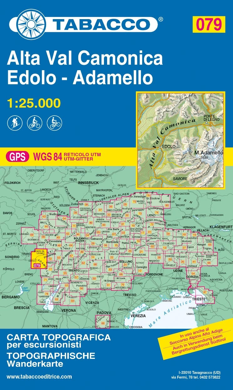 Wandelkaart Dolomiten Blad 079 Alta Val Camonica Edolo-Adamello  1:25.000
