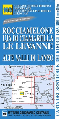 Wandelkaart Italiaanse Alpen Blad 103 - Rocciamelone 1:25.000