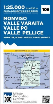 Wandelkaart Italiaanse Alpen Blad 106 - Monviso 1:25.000