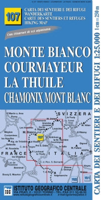 Wandelkaart Italiaanse Alpen Blad 107 - Monte Bianco 1:25.000