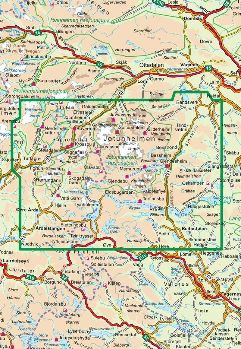 Hiking map Turkart Jotunheimen 1:100,000 (2016)
