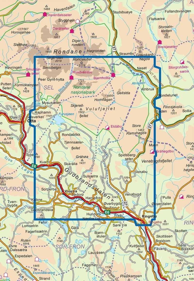 Wandelkaart/Turkart Rondane Zuid 1:50.000 (2016)