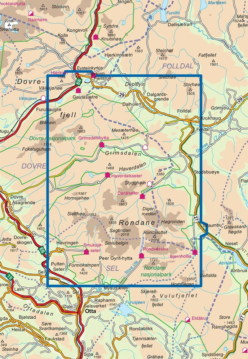 Walking map/Turkart Rondane North 1:50,000 (2016)